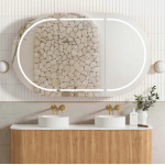 Bondi Natural Oak Oval Led Mirror Shaving Cabinet 1500*900